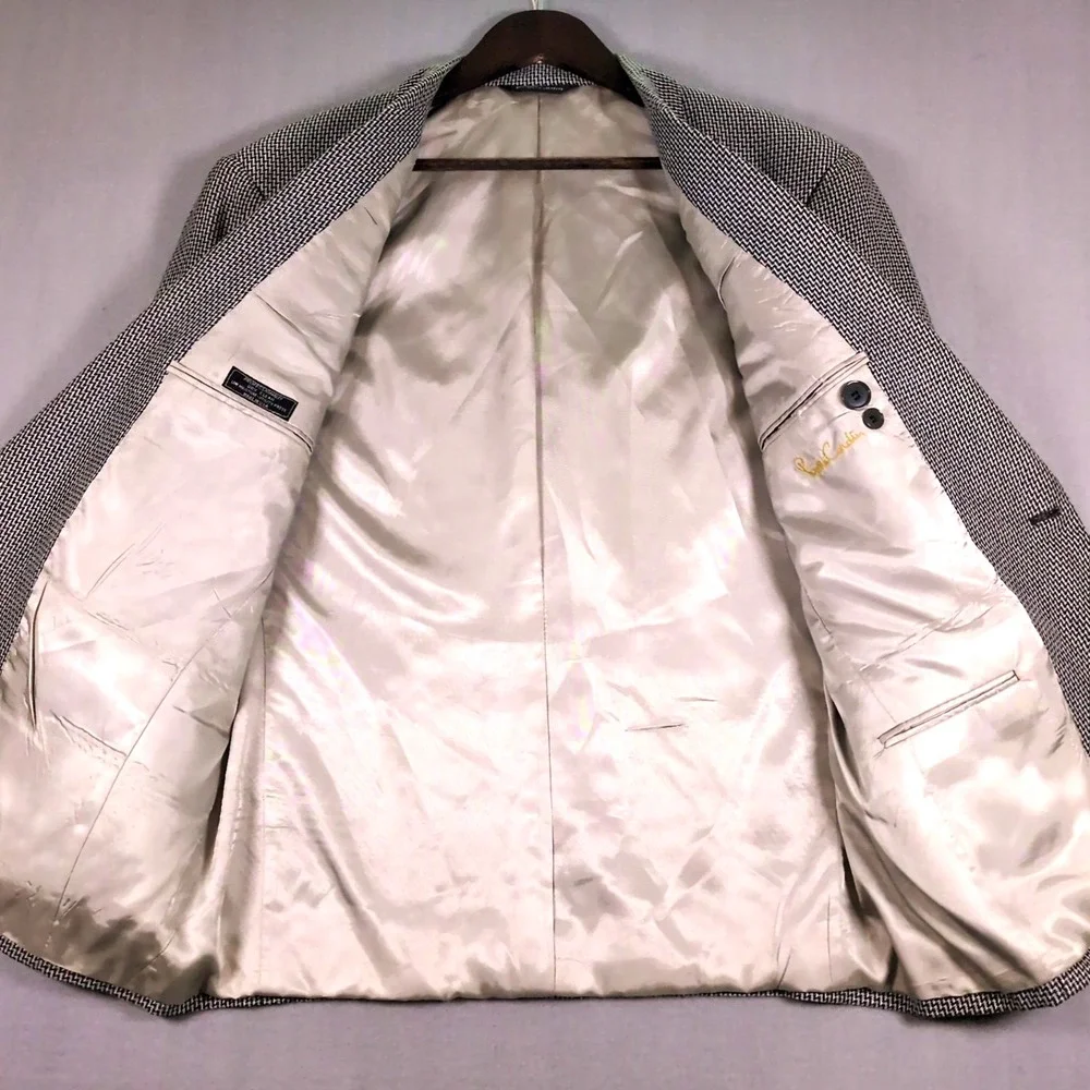 Vtg Pierre Cardin 42‎ SHORT Zig Zag Pattern Two Button Sports Coat Made In USA - Picture 6 of 8